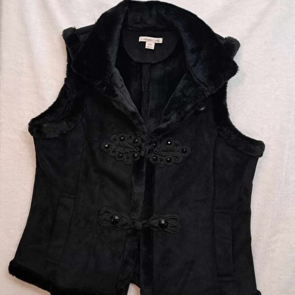 Coldwater‎ Creek Black Polyester Faux Lined Vest Size Medium - Picture 3 of 12
